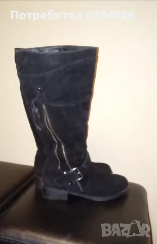 Черни велурени ботуши, снимка 2 - Дамски ботуши - 49154644