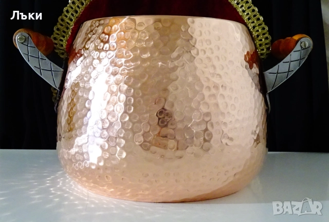 Медна тенджера 6 л.,1кг.,чиста червена мед. , снимка 2 - Антикварни и старинни предмети - 52587280