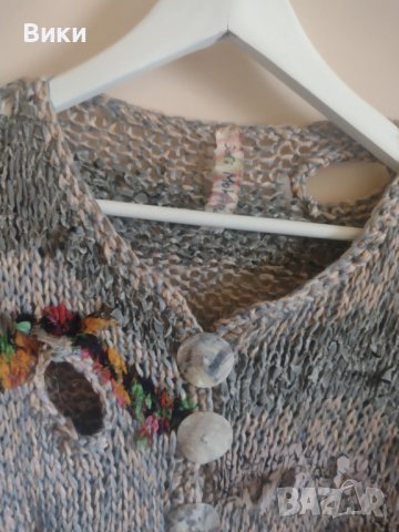 Ръчно плетена спорно елегантна лятна блуза с големи копчета, снимка 7 - Блузи с дълъг ръкав и пуловери - 41402568