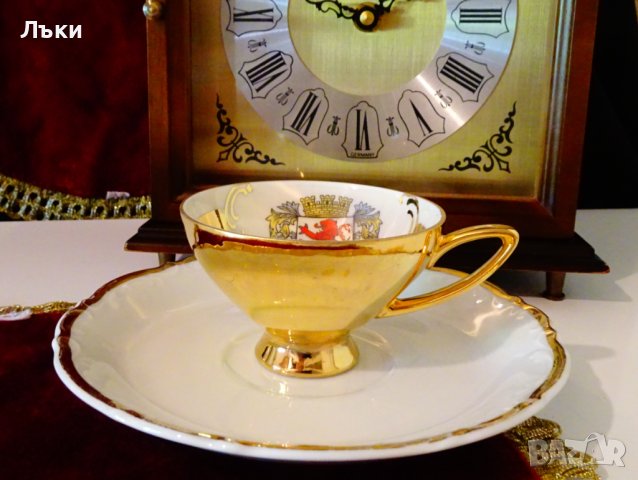 Чаша с чиния баварски порцелан 24 k Gold. , снимка 5 - Чаши - 42310243