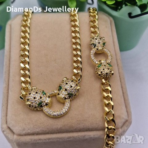 Twin Panther Luxury Set – колие и гривна с кристали ✨ | с позлата