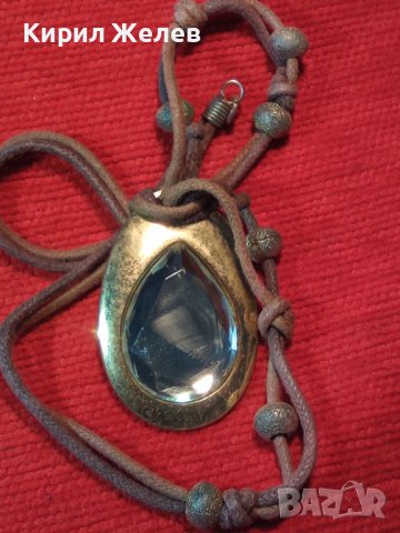 СТАР ВИНТИДЖ АРТ ДЕКО СТИЛ МЕДАЛЬОН ГОЛЯМ БЛЕСТЯЩО ФАСЕТИРАН ПЛАНИНСКИ КРИСТАЛ КОЛИЕ ПОЗЛАТА 34770, снимка 5 - Колиета, медальони, синджири - 39144489