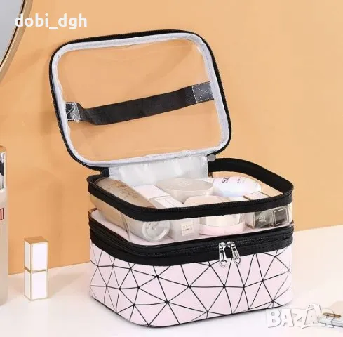 Козметичен органайзер на две нива за пътуване с дръжка HZH17