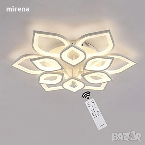 Димируема LED лед полилей лампа Модерна, форма на цвете, дистанционно, снимка 3 - Лампи за таван - 53206239