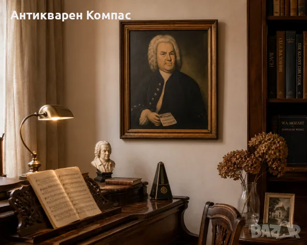 Винтидж портрет на Йохан Себастиан Бах – Bärenreiter-Verlag, Kassel / Basel | 44 × 54 см