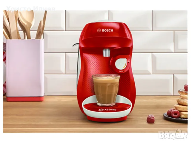 Кафемашина с капсули BOSCH Tassimo Happy - червена, снимка 4 - Кафемашини - 48959917