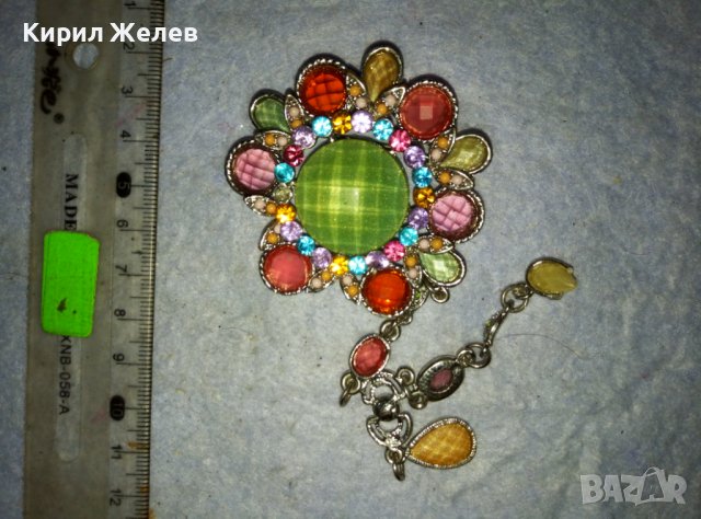 ПРЕКРАСНА ФЛОРАЛНА СРЕБРИСТА КРИСТАЛНА ВИНТИДЖ БРОШКА - ПЕНДАНТ 26588, снимка 6 - Други - 42082403