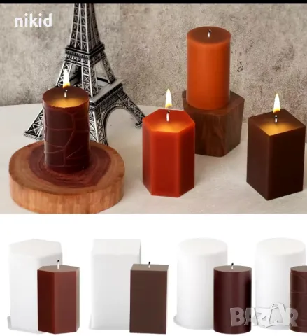 3d цилиндър колона кръг квадрат шестоъгълник силиконов молд форма фондан смола свещ шоколад гипс, снимка 2 - Форми - 47710030