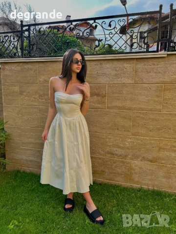 Бяла дълга рокля с прекрасно бюстие, снимка 2 - Рокли - 50870589