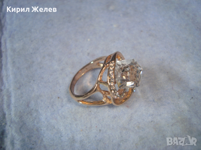 ПОЗЛАТЕН МОДЕН АРТ ПРЪСТЕН с ГОЛЯМ КРАСИВ ЮВЕЛИРЕН КРИСТАЛ и ЦИРКОНИ 6794, снимка 11 - Пръстени - 36410769