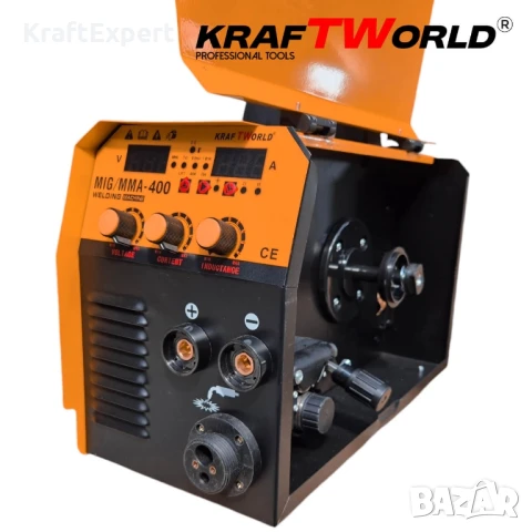 Професионален Инверторен Електрожен KraftWorld 400А с Телоподаващо 2в1 – Компактен и Мощен, снимка 3 - Други инструменти - 50576053