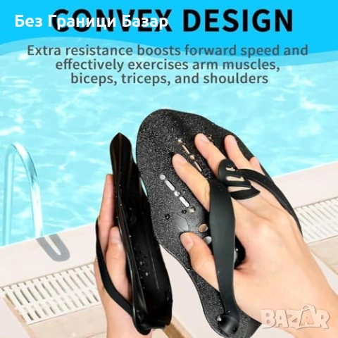 Нови Плувни гребла за ръце за възрастни – регулируеми, черни за тренировка, снимка 2 - Водни спортове - 53694508