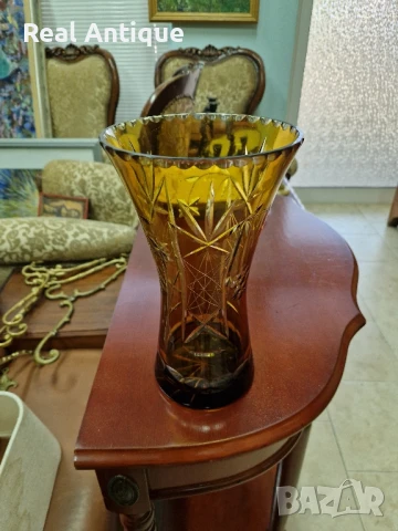 Прекрасна антикварна колекционерска кристална ваза Бохемия Bochemia 