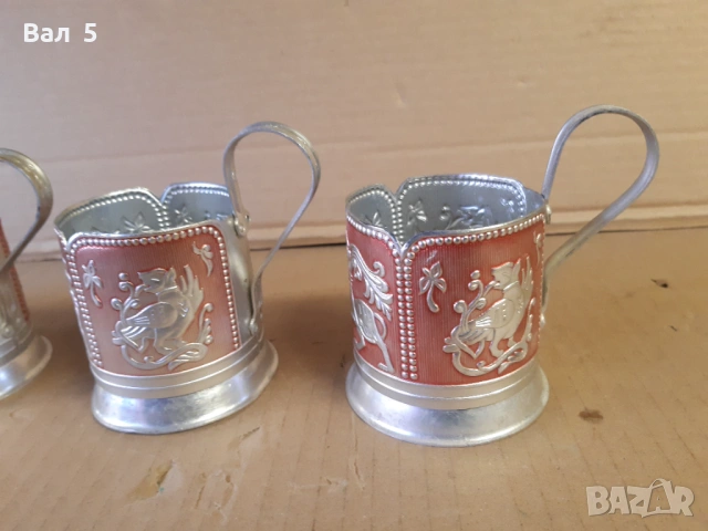 Стари красиви подстакани СССР - 4 броя, снимка 3 - Антикварни и старинни предмети - 53152919