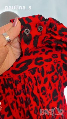Дизайнерска риза в животински принт в червено Amisu / голям размер , снимка 10 - Ризи - 44583846