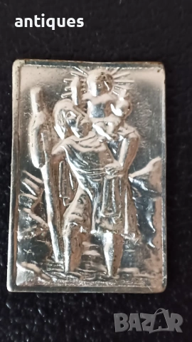 Малки сребърни икони - Дева Мария и Свети Христофор, снимка 3 - Антикварни и старинни предмети - 53266194