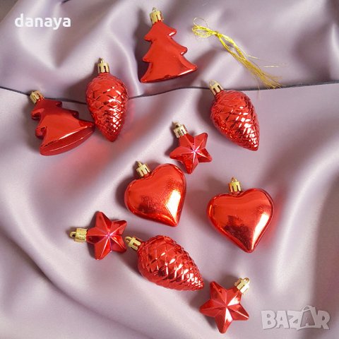2514 Комплект коледни играчки за елха,10 броя, снимка 2 - Декорация за дома - 34595474
