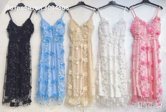 разкош и рокли с 3 D цветя, снимка 3 - Рокли - 53818839