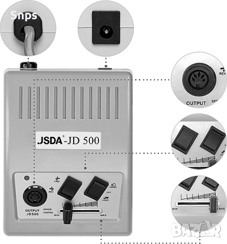 Професионална електрическа пила за маникюр и педикюр Neonail JSDA JD 500, снимка 3 - Продукти за маникюр - 44821540