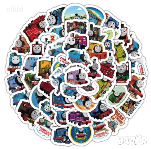 50 бр Thomas Томас влакче самозалепващи лепенки стикери украса декор картонена торта ръчна изработка
