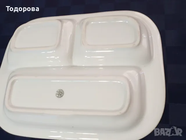 Старинен порцеланов чехски поднос Schlaggenwald   за салати и разядки- 3 гнезда, снимка 4 - Сервизи - 47383561