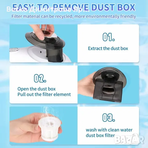 Ръчна преносима прахосмукачка за премахване на акари с кабел с мощно засмукване, снимка 3 - Прахосмукачки - 48840990