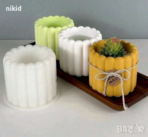 3D Раиран цилиндър висок кръгъл силиконов молд форма кашпа саксия смола гипс шоколад свещ моливник