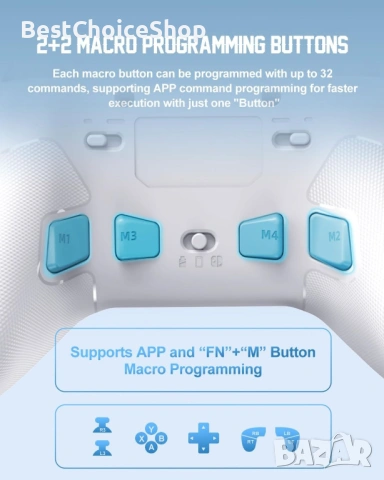 PXN P5 безжичен гейминг контролер с Hall ефект джойстик и спусък, снимка 10 - Аксесоари - 53194436