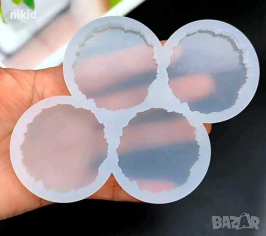 4 Асимитричен кръг кръга кръгове кръгчета силиконов молд форма смола фондан декор