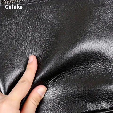 Луксозна, Слим” Кожена мъжка чанта с кръстна инкрустация в Черно и бяло!, снимка 8 - Чанти - 50647973