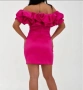 Къса цикламена рокля с ефектно деколте , снимка 3