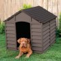 Къща за кучета, PVC, кафява, 78 x 84,5 x 80,5 cm