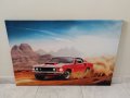 Светеща картина с Led осветление - Ford Mustang в пустиня, снимка 1 - Картини - 35685098