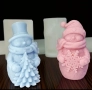 3D снежен човек с елха снежинка Силиконов молд за свещи гипс сапун смола , снимка 3