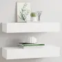 vidaXL Стенни рафтове с чекмеджета, 2 бр, бели, 60x23,5x10 см, МДФ, снимка 2