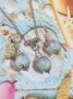 Прелестен комплект бижута със скъпоценни камъни Опал и орнаменти в цвят Сребро