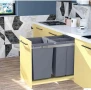 Кош за вграждане с 3 отделения за сортиране на кухненски отпадъци 40 л, снимка 2