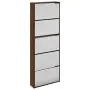 vidaXL Шкаф за обувки с огледало, 5 нива, кафяв дъб, 63x17x169,5 см, снимка 1