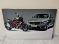 Светеща картина с Led осветление - Ducati + Mercedes CLS AMG, снимка 1 - Картини - 36313937