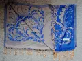 Луксозен двулицев шал Пашмина (100% Pashmina) – Кралско синьо и златисто, 170х69 см, снимка 4