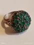 Винтидж Етно стил сребърен пръстен с Смарагди майсторска ръчна изработка 51823, снимка 11