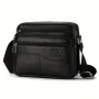 Дизайнерска, Мъжка правоъгълна кожена чантичка за през рамо /Черна естест.кожа!, снимка 2