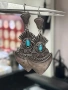 Винтидж сребърни обеци 925 проба с тюркоаз, снимка 2