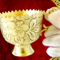 Арабски чаши от месинг,релефни цветя. , снимка 8 - Антикварни и старинни предмети - 40700950