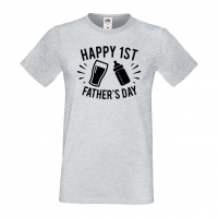 Мъжка тениска Happy 1st Father's Day Баща, Дядо,Празник,Татко,Изненада,Повод,Рожден ден, Имен Ден,, снимка 1 - Тениски - 36504376