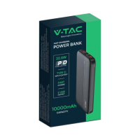 Външна батерия 10000 mah Power Bank V-TAC черна, снимка 2 - Външни батерии - 44516390