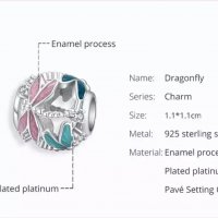 Талисман за гривна Пандора Dragonfly сребро s925 модел 007, снимка 2 - Гривни - 34479137