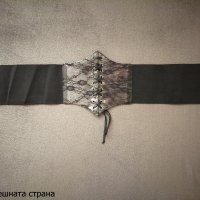 Черен корсет колан за талия с дантела и връзки - размер M-L, снимка 9 - Корсети, бюстиета, топове - 41015999