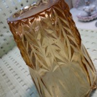 Стара българска ваза от кафяво стъкло, снимка 3 - Вази - 40036381