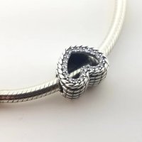 Сребърнен талисман Пандора Pandora Snake Chain Pattern Open Heart, снимка 4 - Гривни - 35082523